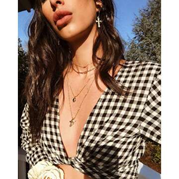 Cross Earrings for Women14K Gold Plated Dangle Vintage Hoop Drop Faith Earrings Jewelry Gifts Gold Cross Earrings for Women