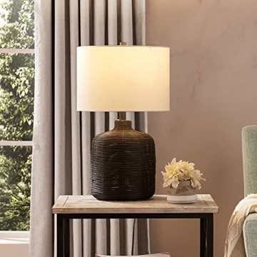 Stylish Henn&Hart Coastal Rattan Table Lamp - Versatile Design