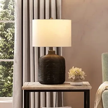 Stylish Henn&Hart Coastal Rattan Table Lamp - Versatile Design