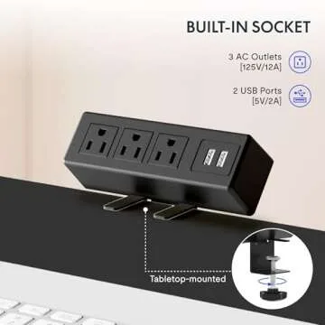 FLEXISPOT EN2 Whole-Piece Standing Desk with Clamp Power Strip, 48 x 30 Electric Stand Up Height Adjustable Desk with Cable Management (Black Frame + 48" Black Top, 2 Packages)