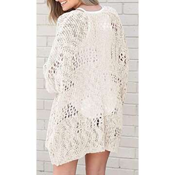 Stylish Mafulus Women's Boho Crochet Cardigan Beige