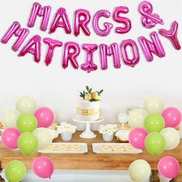 Wonmelody Martini Party Decorations Margs and Matrimony Balloon Banner Lime and Diamond Ring Balloon...