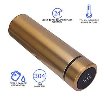 Locckmy Water Bottle with LED Temperature Display,Double Walled Vacuum Insulated Water Bottle,Stainless Steel Sports AutomotiveTravel Mug,BPA-free Leak Proof Keep Cold and Keep Warm 12H