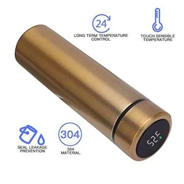 Locckmy Water Bottle with LED Temperature Display,Double Walled Vacuum Insulated Water Bottle,Stainless Steel Sports AutomotiveTravel Mug,BPA-free Leak Proof Keep Cold and Keep Warm 12H