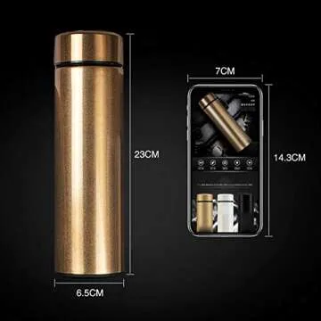 Locckmy Water Bottle with LED Temperature Display,Double Walled Vacuum Insulated Water Bottle,Stainless Steel Sports AutomotiveTravel Mug,BPA-free Leak Proof Keep Cold and Keep Warm 12H