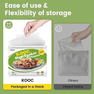 KOOC Slow Cooker Liners 13x21 inch 10 Count Large Size Disposable Pot Liners Cooking Bags Fit 3QT to...
