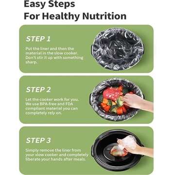 KOOC Slow Cooker Liners 13x21 inch 10 Count Large Size Disposable Pot Liners Cooking Bags Fit 3QT to 8.5QT Pot BPA Free Fresh Locking Seal Design