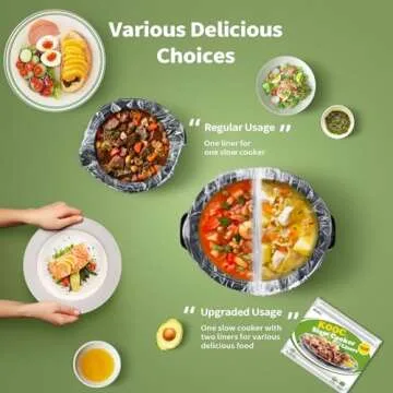 KOOC Slow Cooker Liners 13x21 inch 10 Count Large Size Disposable Pot Liners Cooking Bags Fit 3QT to 8.5QT Pot BPA Free Fresh Locking Seal Design