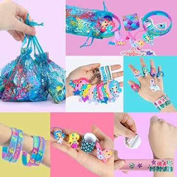 Eunvabir 134Pcs Mermaid Party Favors for Kids, Mermaid Birthday Party Decorations Toys for Girls, Goodie Bag Pinata Gifts for Classroom Prizes