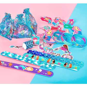 Eunvabir 134Pcs Mermaid Party Favors for Kids, Mermaid Birthday Party Decorations Toys for Girls, Goodie Bag Pinata Gifts for Classroom Prizes