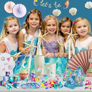 Eunvabir 134Pcs Mermaid Party Favors for Kids, Mermaid Birthday Party Decorations Toys for Girls, Goodie Bag Pinata Gifts for Classroom Prizes