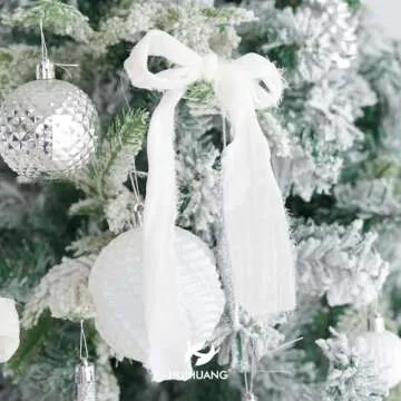 HUIHUANG 1 inch Velvet Ribbon White Frayed Velvet Ribbon Crinkled Silk Velvet Ribbon for Gift Wrapping, Floral Bouquets, Ornaments Crafts, Christmas Tree Decoration, Wreaths, Wedding Decor