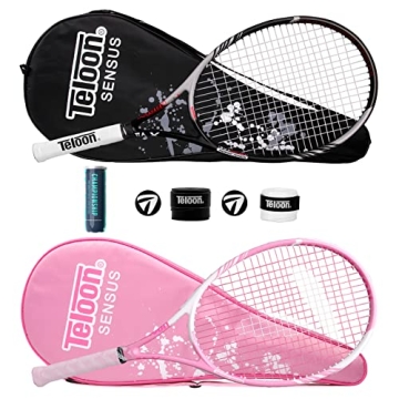 Teloon Tennis Rackets for Adults 2 pcs Recreational -27 inch Tennis Racquet for Men and Women Colleg...
