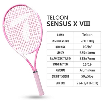Teloon 2-Pack Tennis Rackets - Lightweight & Durable Set