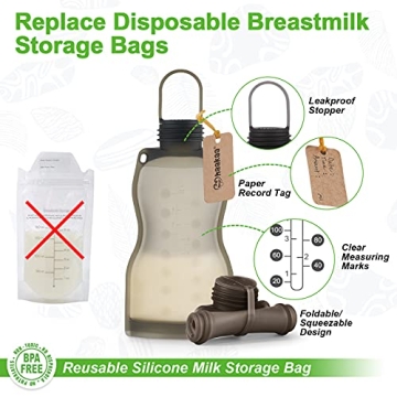 Haakaa Silicone Milk Storage Bags - Eco-friendly 9 oz bags