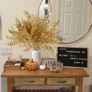 Sggvecsy 4 Pack Artificial Fall Greenery Stem Autumn Faux Flowers Autumn Faux Plants Silk Fall Shrub...