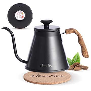 Harriet Gooseneck Kettle with Built-in Thermometer, Anti-Hot Handle, 37oz