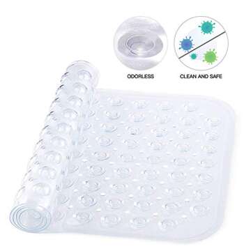 YINENN Bath Tub Shower Stall Mats 31x15.5 Inch Non-Slip and Latex Free, Bathtub Mat with Suction Cup...