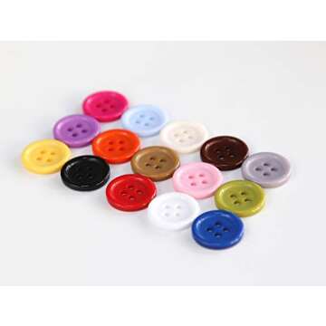 GANSSIA 5/8 Inch (15mm) 15 Colors Assorted Buttons for Sewing Flatback Button Multicolors 4 Holes Buttons for DIY Decoration Craft Pack of 300 PCS with Box