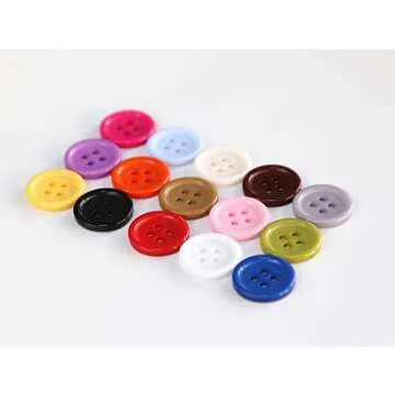 GANSSIA 5/8 Inch (15mm) 15 Colors Assorted Buttons for Sewing Flatback Button Multicolors 4 Holes Buttons for DIY Decoration Craft Pack of 300 PCS with Box