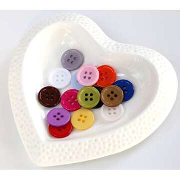 GANSSIA 5/8 Inch (15mm) 15 Colors Assorted Buttons for Sewing Flatback Button Multicolors 4 Holes Buttons for DIY Decoration Craft Pack of 300 PCS with Box