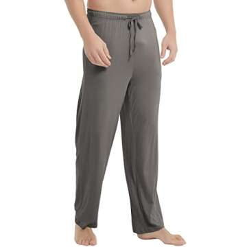 GYS Mens Pajama Pants - Soft Comfy Lounge Bottom with Pockets