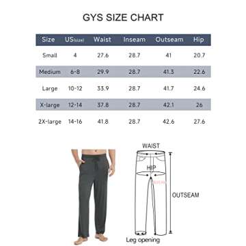GYS Mens Pajama Pants - Soft Comfy Lounge Bottom with Pockets