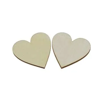 Fyess 150PCS Wooden Love Hearts for Wedding Decor