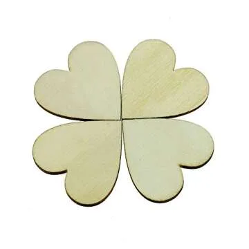 Fyess 150PCS Wooden Love Hearts for Wedding Decor