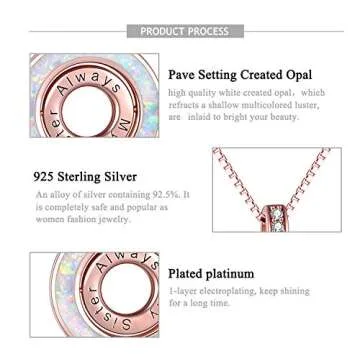 WINNICACA Gifts for Sisters from Sisters 925 Sterling Silver Created Opal Always My Sister Forever My Friend Sister Necklace Christmas Gifts for Sister Birthday Gifts for Sister Ideal Christmas gift