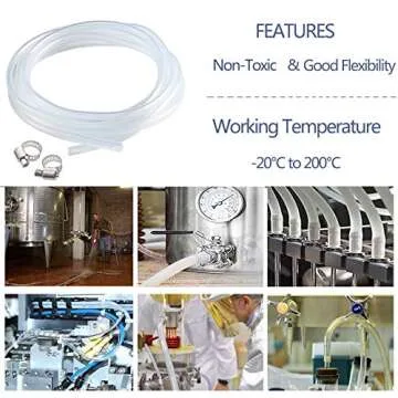 Silicone Tubing, Home Brewing and Winemaking Silicone Tubing, 10mm(3/8 inch) ID x 13mm(1/2 inch) OD, 10 ft, High Temp Food Grade Tube, Flexible Hose Pipe with Stainless Worm Gear Hose Clamps