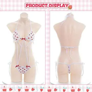 YOMORIO Micro Bikini Strawberry String Lingerie Set Anime Cosplay Thong Bikini (style2)