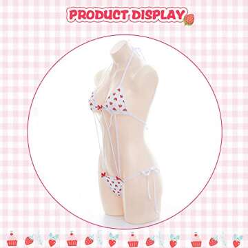 YOMORIO Micro Bikini Strawberry String Lingerie Set Anime Cosplay Thong Bikini (style2)