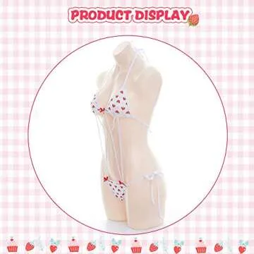 YOMORIO Micro Bikini Strawberry String Lingerie Set Anime Cosplay Thong Bikini (style2)