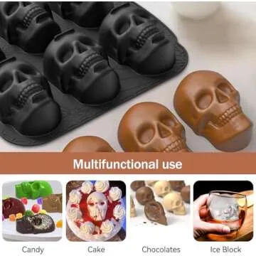 Jefuzh Skull Cake Pan Silicone Mold for Fun Baking