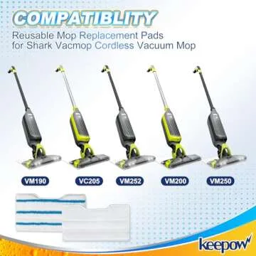 KEEPOW Reusable Vacmop Replacement Pads, Mop Pads Refills Compatible with Shark Vac Mop VM252 VM200 ...