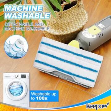 KEEPOW Reusable Vacmop Replacement Pads, Mop Pads Refills Compatible with Shark Vac Mop VM252 VM200 VC205 VM250 /QM250 VM190 VM200P12, Hardwood Floor Mop Pad with Upgraded Dirt Chamber (1+2+3 Pads)