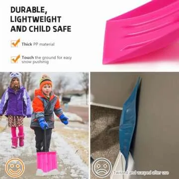 Kids Snow Shovel, Durable Thick Plastic Blade with Metal Handle, Comfort D-Grip, 32inch Snow Shovel for Kids Age 3-12 (Pink)