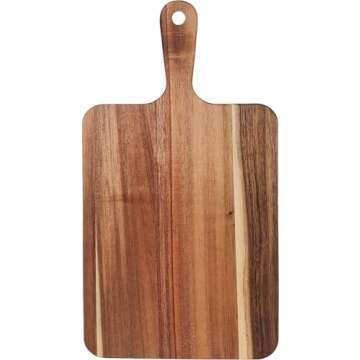 ZeQi Acacia Wood Cutting Board with Handle 13.7''X7'' / Charcuterie Board/Serving Board/Cheese, Bread, Vegetables & Fruits Serving Board (Rectangular)