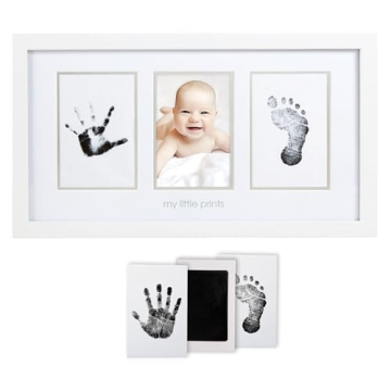 Pearhead Baby Hand and Footprint Kit - Inkless No Mess Clean-Touch Ink Pad, Newborn Keepsake Frame, ...