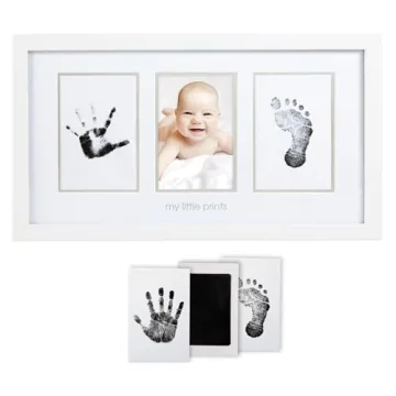 Pearhead Baby Hand and Footprint Kit - Inkless No Mess Clean-Touch Ink Pad, Newborn Keepsake Frame, ...