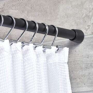 iDesign Metal Tension Shower Curtain Rod, The Cameo Collection – Adjustable Between 43”-75”, Matte Black