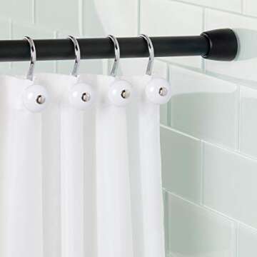 iDesign Metal Tension Shower Curtain Rod, The Cameo Collection – Adjustable Between 43”-75”, Matte Black