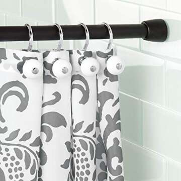 iDesign Metal Tension Shower Curtain Rod, The Cameo Collection – Adjustable Between 43”-75”, Matte Black