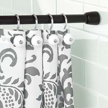 iDesign Metal Tension Shower Curtain Rod, The Cameo Collection – Adjustable Between 43”-75”, Matte Black