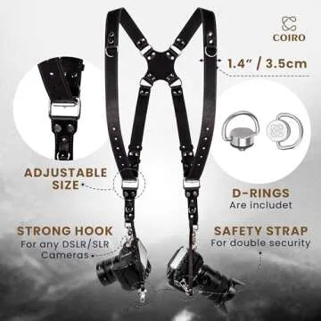 C Coiro Camera Harness for 2 Cameras – Dual Shoulder Leather Camera Strap – Double Camera Harnes...