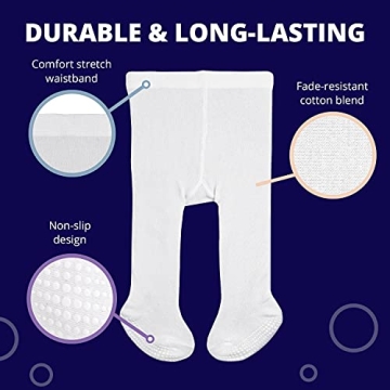 LA ACTIVE Baby Girl Tights - Warm Non-Skid Cotton Leggings