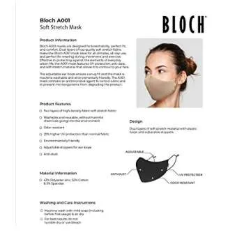 Bloch Black Soft Stretch Face Masks - Comfortable & Reusable