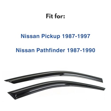 Durable Mugen Style IG Window Visor for Nissan Pickup & Pathfinder 1987-1990, Rain Guard Tape-On