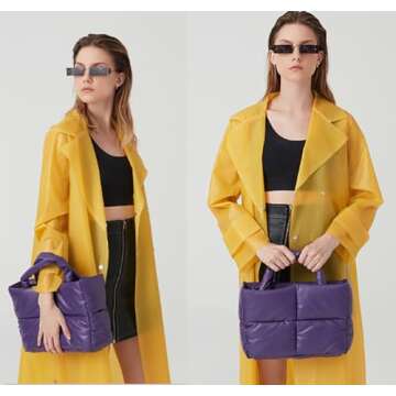 Tote Bags for Women Soft Puffer Down Padding Shoulder Bags Top-Handle Bags Square Solid Handbags